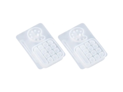 Rebe-2 Moldes de Silicone para Mini Paleta de Pintura, Caixa e Prato para Resina Epóxi, Ideal para Artesanato, Joias e Materiais DIY (Branco)