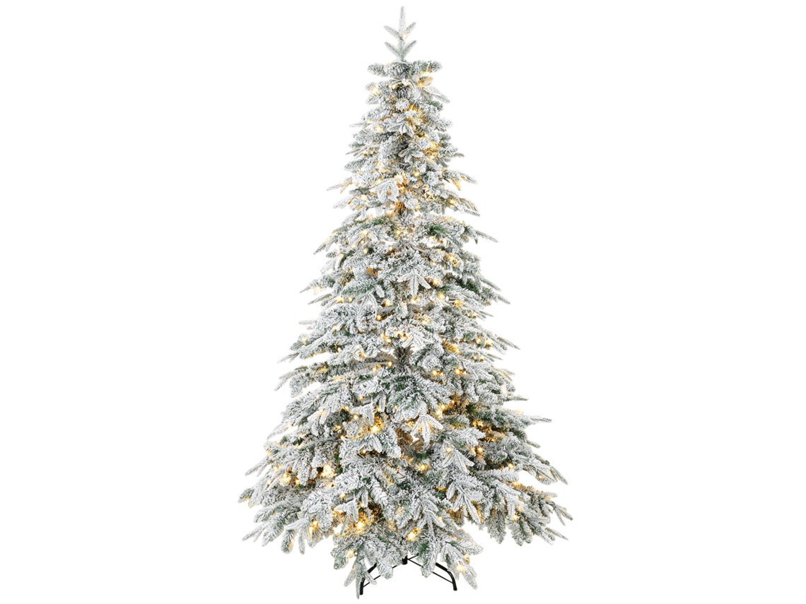 Árvore De Natal Artificial De 180 Cm Com Luzes, Verde E Branca, Simulando Neve.