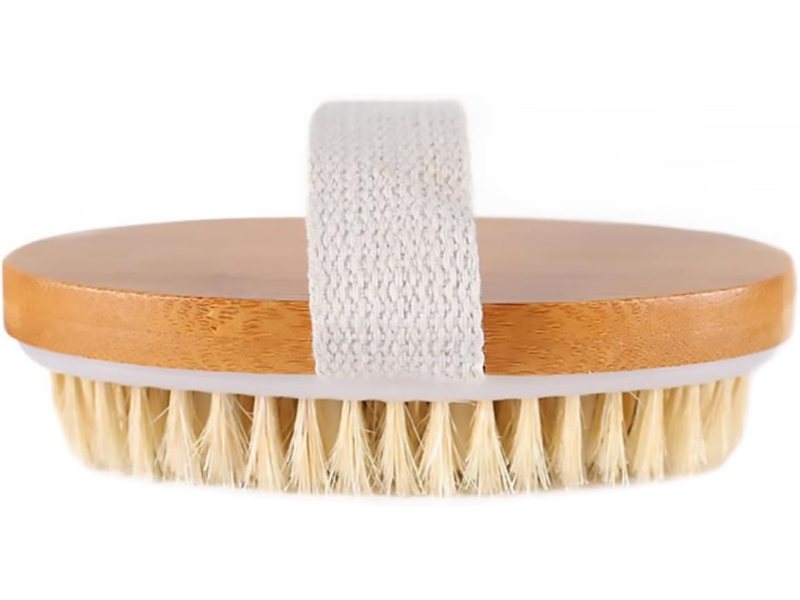 Escova De Massagem Para Banho Em Madeira Natural Com Cerdas Macias, Escova Esfoliante Suave Para Corpo E Rosto, Compacta
