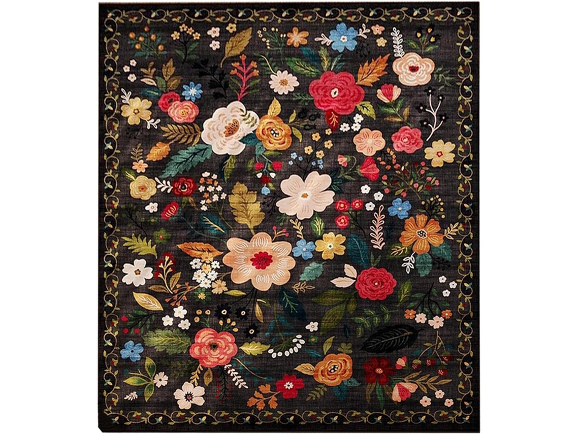 Tapete Boho, Antiderrapante E Macio, Com Estampa Floral E Lavável, Ideal Para Sala De Jogos Grande