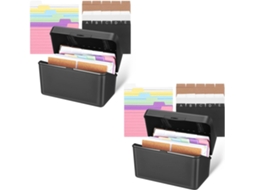 Conjunto de 2 Caixas Organizadoras Compactas Pretas para Cartões Escritório, com Compartimentos, Ideais Organi