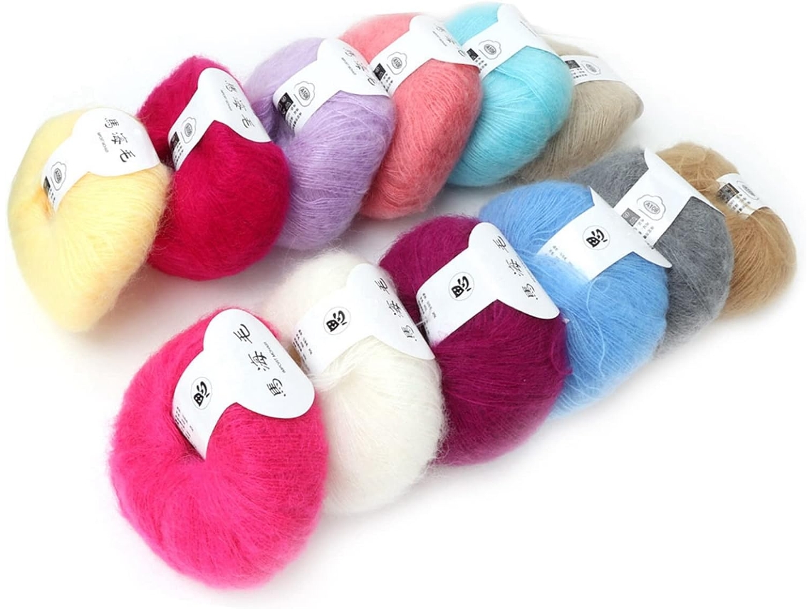 Fio De Mohair, 25 G, Branco, Macio Para Crochê De Cachecóis E Gorros