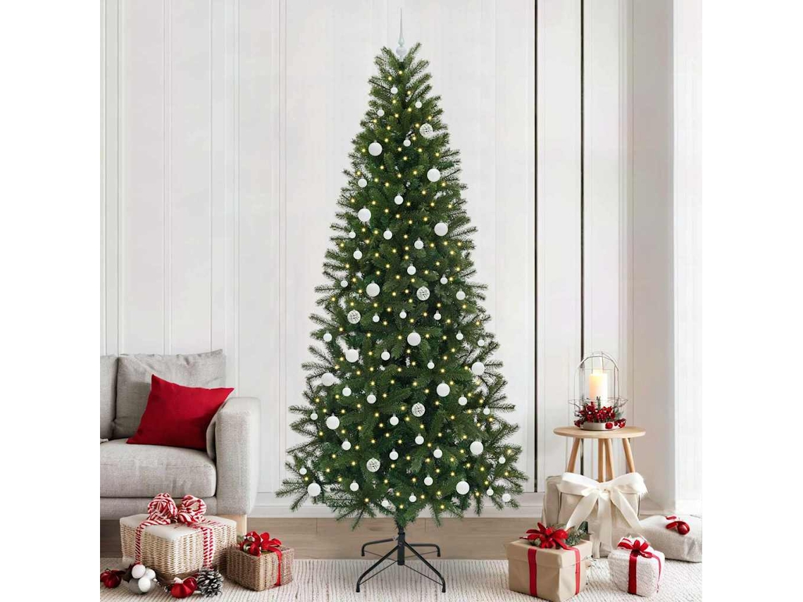 Árvore De Natal Artificial Pangivo Com Luzes Led E Bolas Verde 240 Cm
