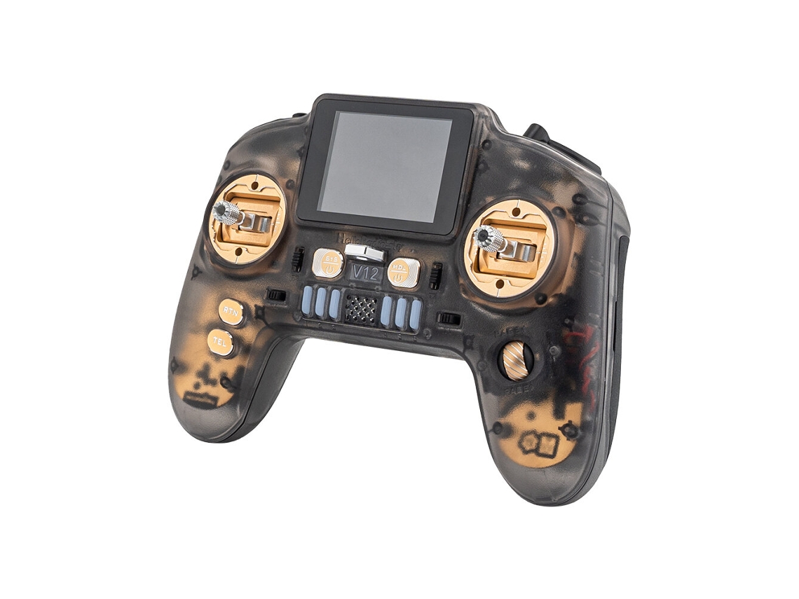 Gold Helloradiosky V12cncmax Rádio Elrs Dupla Frequência 2.4ghz H7 1000mw Tela 2.4" Controle Remoto Gimbal Alumínio Cnc Drones Fpv Aviões Heli Rc MDUG