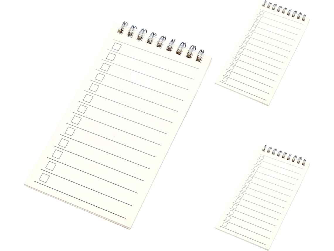 Lote De 3 Blocos-notas A7 Para Lista De Tarefas, Formato 8,5 X 15,5 Cm, Espiral Alta, Estojos Livros