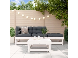 Conjunto Lounge 4 Peças Jardim Madeira De Pinho Maciça Branco Dkd Home Decor