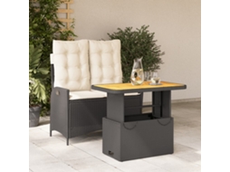 Vidaxl 2 Pcs Conjunto De Jantar P/ Jardim C/ Almofadões Vime Pe Preto