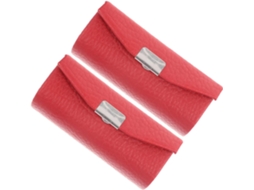 De 2 Porta-batons Individuais Em Couro Granulado Vermelho Vivo, Estojo Compacto E Portátil Para
