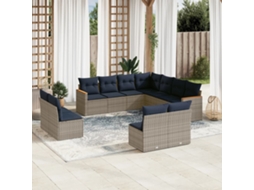Vidaxl Conjunto De Sofá De Jardim Com 11 Peças E Almofadas Em Rattan Sintético Cinza