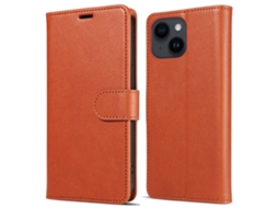 Capa Bloqueio Rfid Para Iphone 15 Pro Max Pele Sintética Magnética Castanho