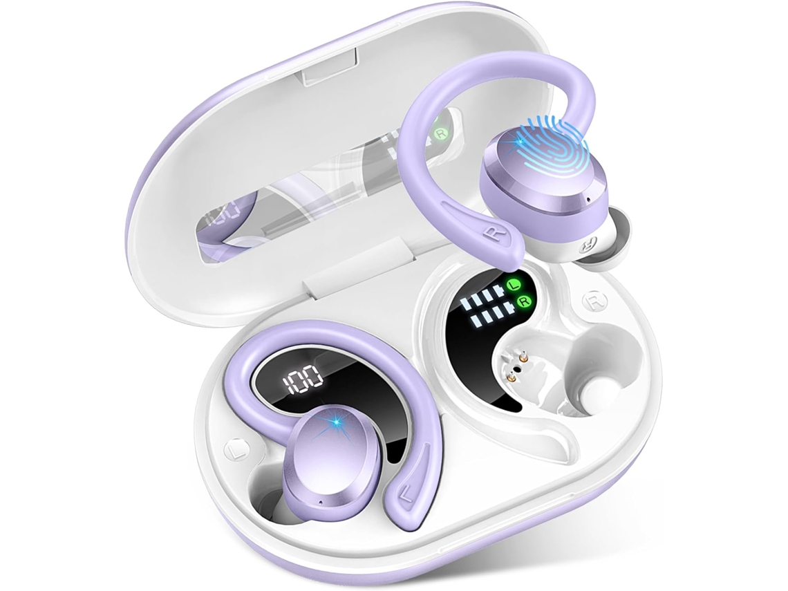 Fones Esportivos Bluetooth, Microfone Estéreo Cancelamento Ruído, Bluetooth 5.3 Ip7 À Prova D'água P/ Exercícios/corrida Roxo JIAPEI