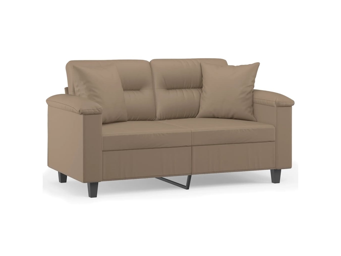 Sofá 2 Lugares + Almofadas MAISON EXCLUSIVE (120cm, couro artificial cappuccino)