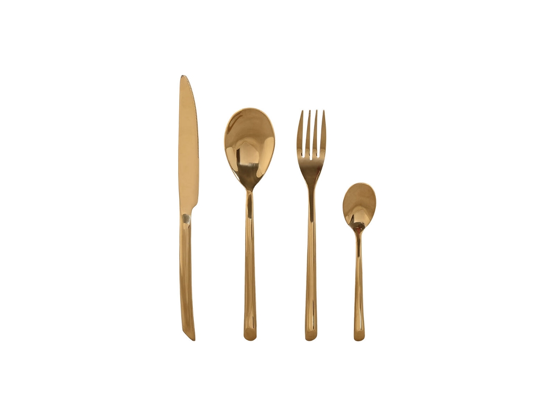 Conjunto de talheres de aço inoxidável Home Esprit Gold 1,8 x 0,8 x 23,5 cm 16 peças