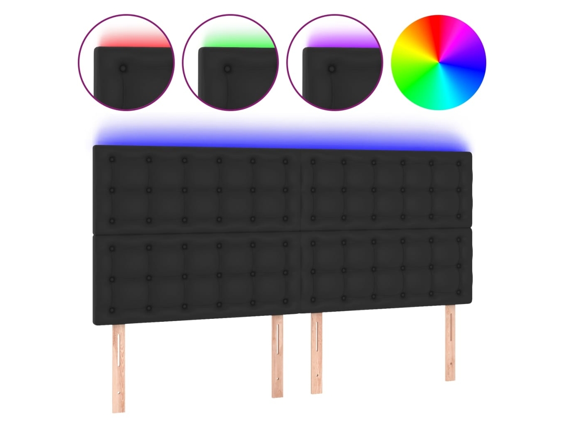 Led Headboard, Led Headboards Vidaxl Preto Couro Artificial (180 X 5 X 118/128 Cm)