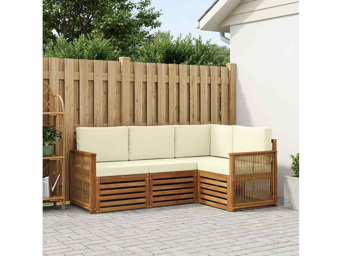 Vidaxl Conjuntos De Sofás Com Almofada 4 Pcs Madeira Sólida De Acácia