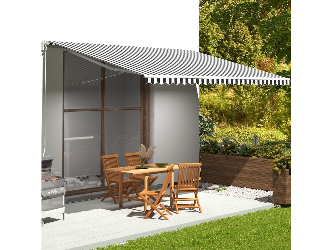 Vidaxl Tecido De Substituição Para Toldo Antracite E Branco 480x345 Cm Poliéster