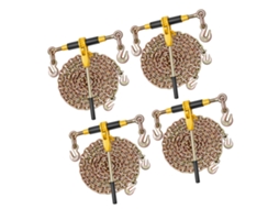 Corrente de Amarração Tensor 4 Jogos, Catraca Carga Trabalho 3628,7 Kg, Conjunto com Mangueira Antiderrapante para Fixar Cargas, Transporte, Reboques