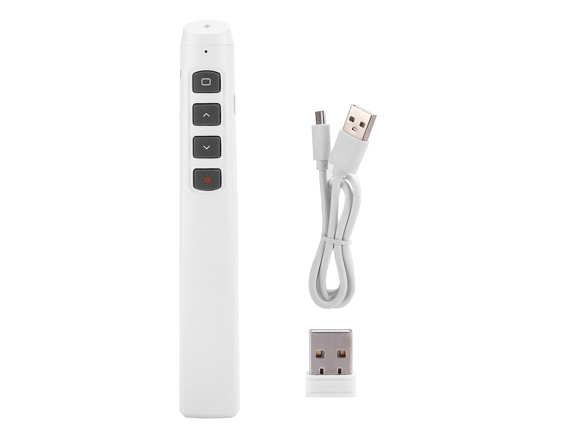 Caneta De Controle Remoto De Carregamento Com Função De Virar Páginas Apresentador Multimídia Projetor Branco