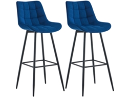 Conjunto de 2 bancos de bar Dartford azul/veludo CLP