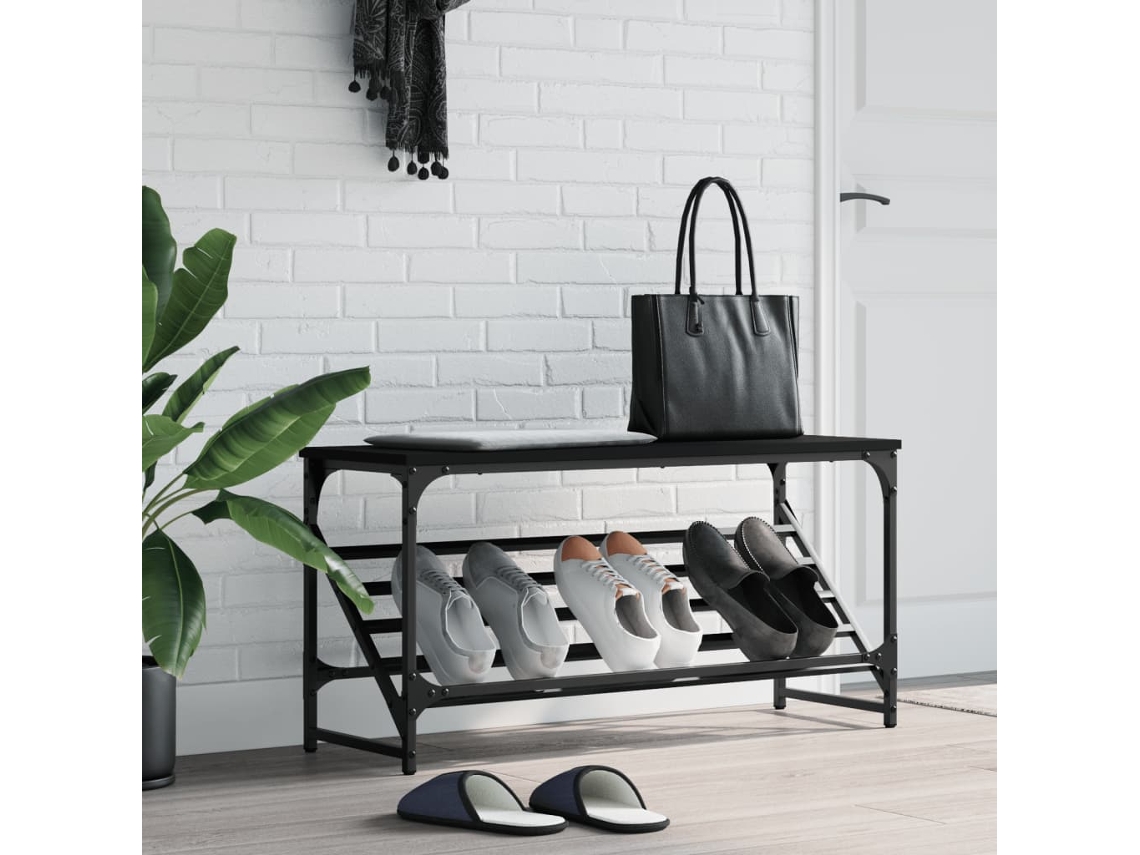 Vidaxl Sapateira 90x30x45 Cm Derivados De Madeira Preto