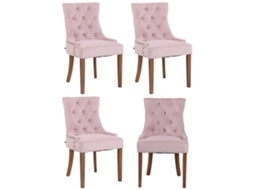 Conjunto de 4 cadeiras de jantar Veludo Aberdeen rosa/antigo claro CLP