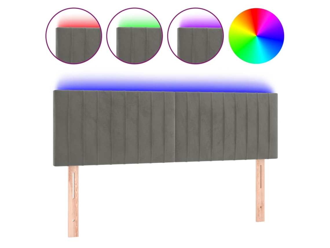 Led Headboard, Led Headboards Vidaxl Cinzeto Veludo (144 X 5 X 78/88 Cm)