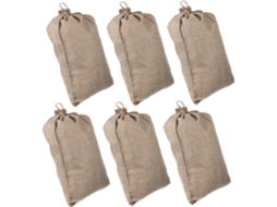 Conjunto de 6 Sacolas Juta com Cordão, Respiráveis e Reutilizáveis, Ideais para Frutas Verduras. CHABERLU