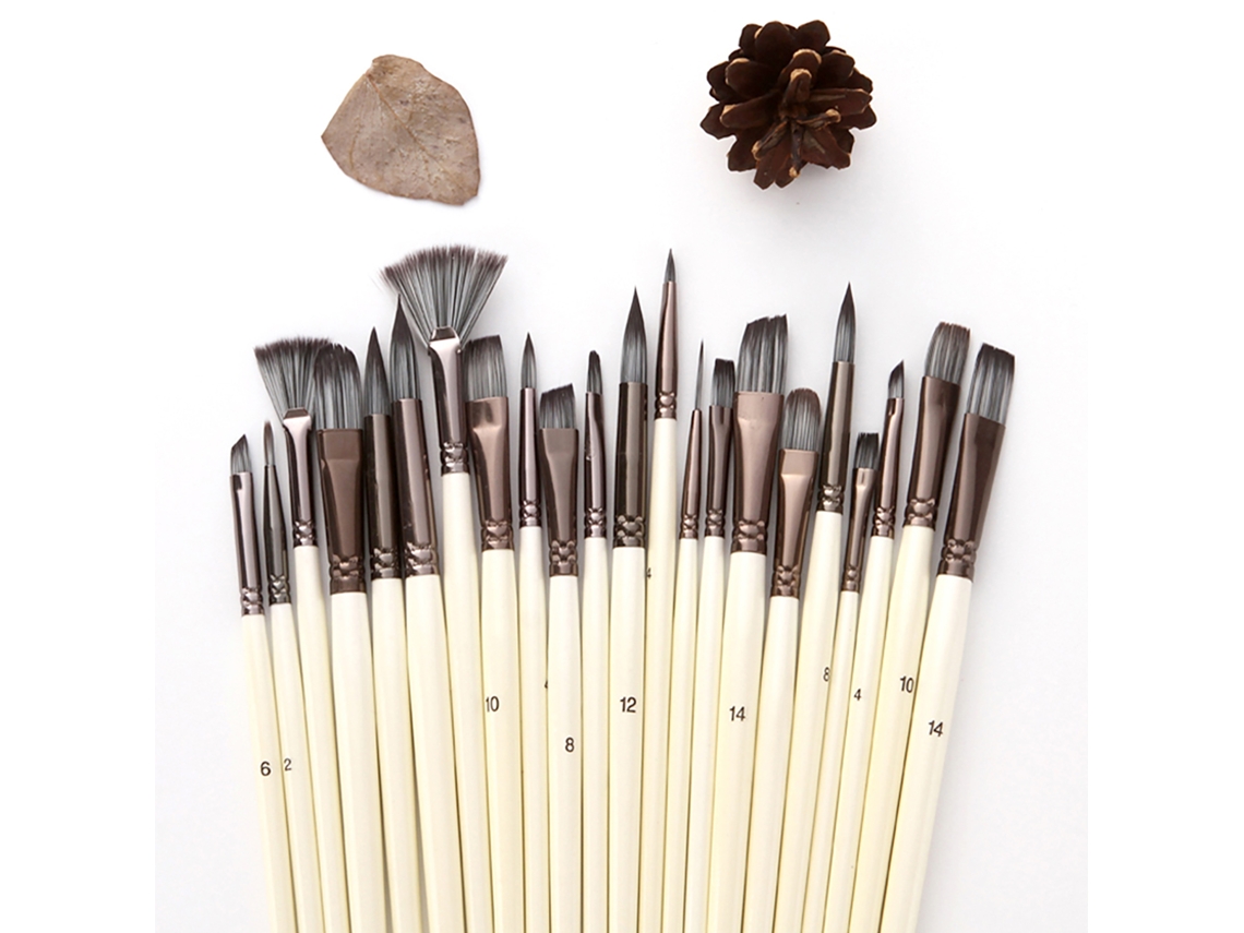 Kit De Pinceis De Arte 23pcs Profissionais Para Acrílico, Água, Óleo Com Bolsa Portátil