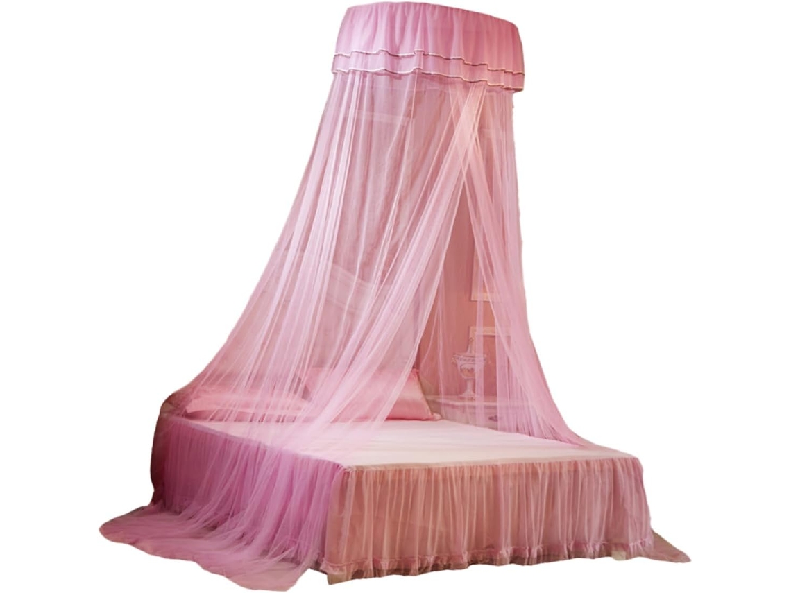 Mosquiteiro De Rosas Para Cama Com Dossel Renda Pendurar, Proteção Leve E Respirável Para Decoração De Interiores