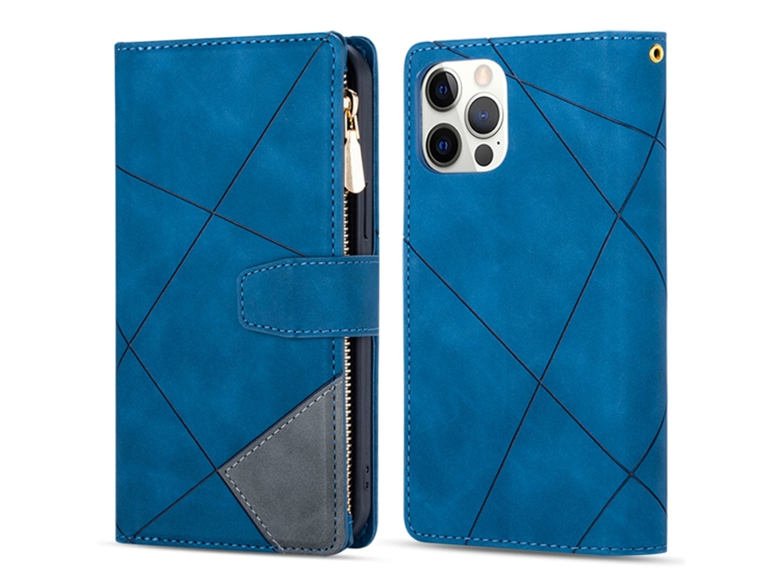 Capa Em Couro Pu À Prova De Quedas Para Apple Iphone 16 Pro - Azul