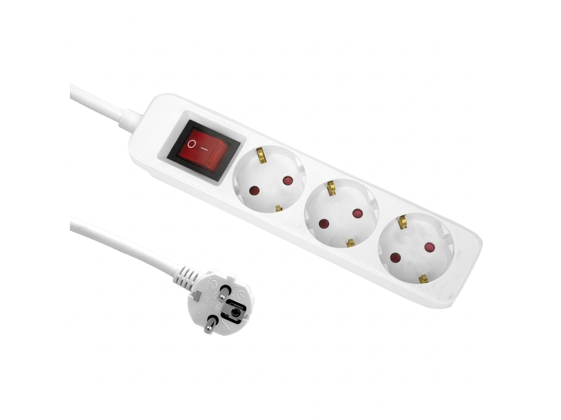 Extensão Elétrica Abrila Florey 3 Tomadas 1.5 M Branco Com Interruptor