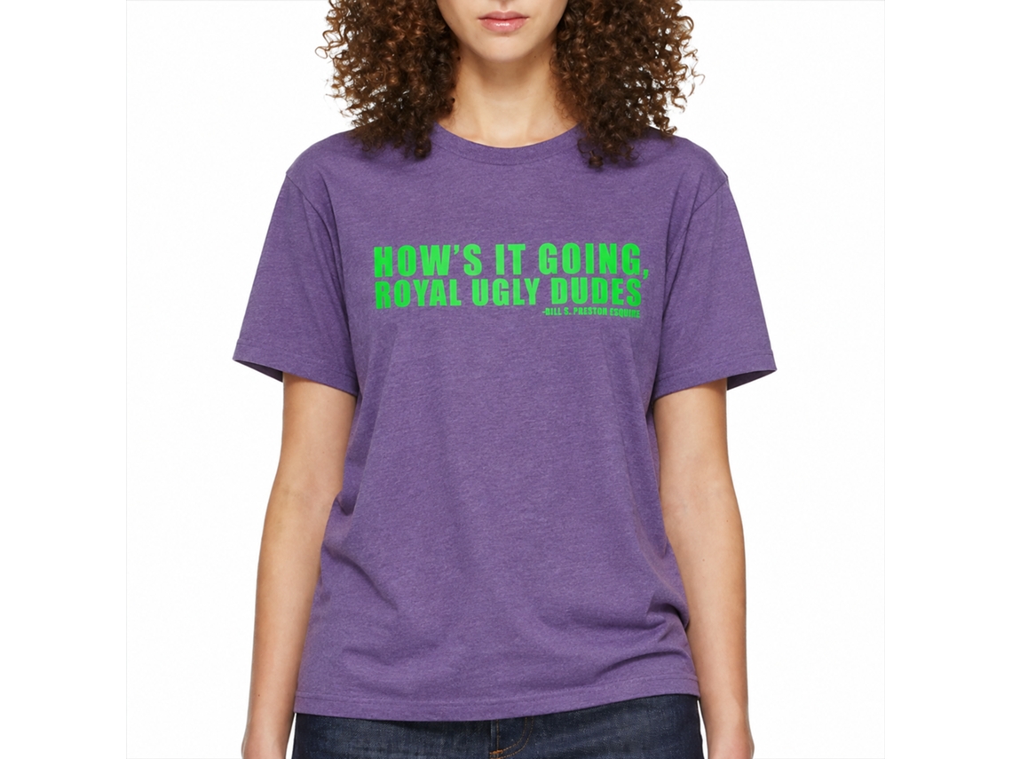 Rockinstone Bill And Ted Ugly Heather Purple Adult T-shirt Size:l