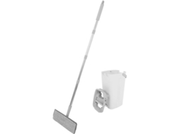 Conjunto De Esfregão Plano, Com Almofada De Microfibra Lavável, Branco, Com Balde E Espremedor, Design Durável Em Pp E