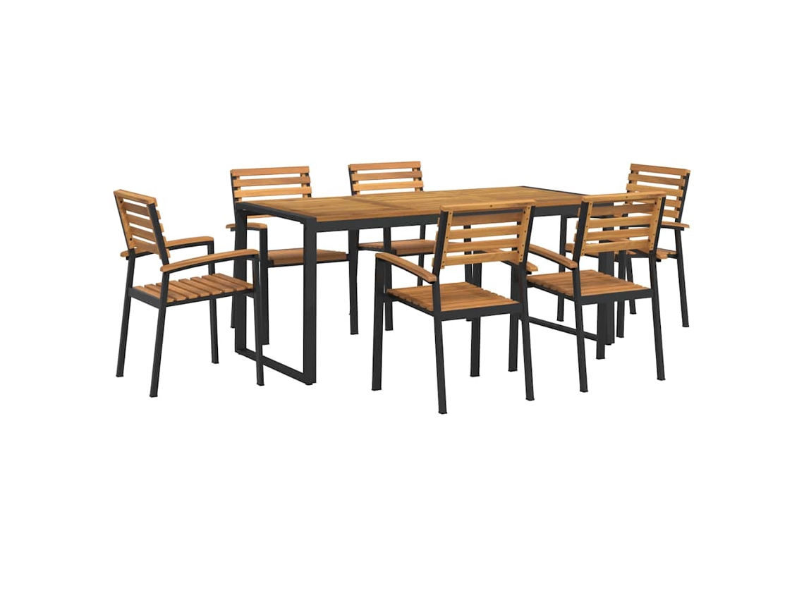 Maison Exclusive - Conj. Jantar P/ Jardim 7 Pcs Madeira De Acácia Maciça E Metal