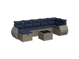 Conjunto de 8 Sofás de Jardim com Almofadões Vime Pe Cinzento MAISON EXCLUSIVE (8 pcs)