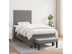 Cama Com Molas/colchão 90x190 Cm Tecido Cinza-escuro