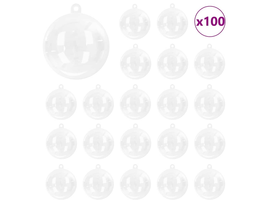 Vidaxl Conjunto De Bolas De Natal 100 Pcs Transparente Ø 10 Cm