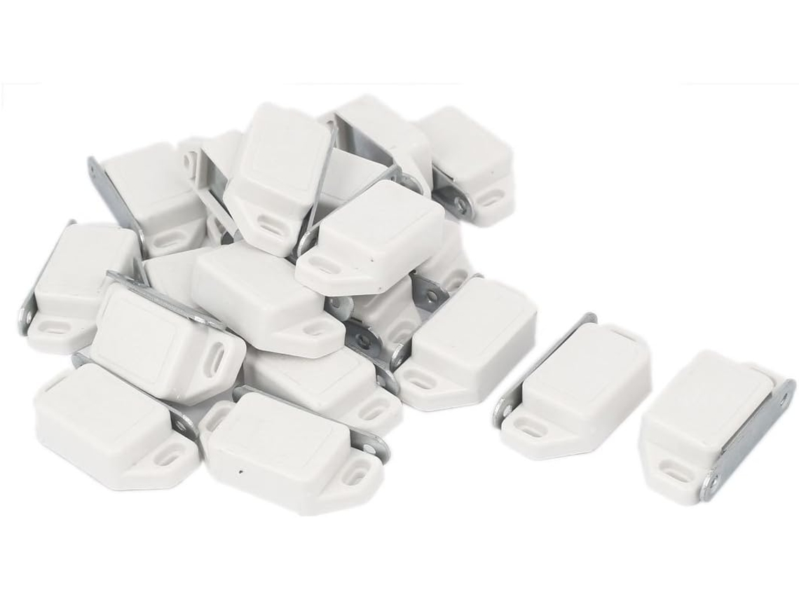 Fecho Magnético Armário Aexit, Com Revestimento Plástico, 58mm De Comprimento, Branco, Pacote Com 20 Unidades
