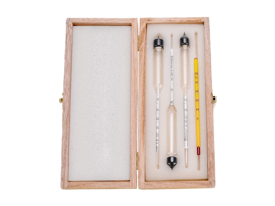 Conjunto De Medidor De Álcool De 3 Peças Com Termómetro, Adequado Para Bebidas Destiladas, Whisky E Conhaque.