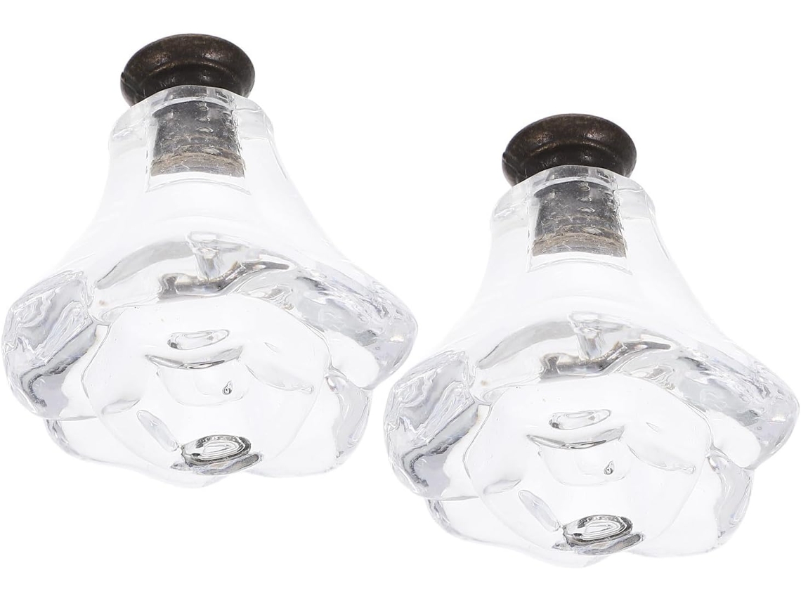 Conjunto De 2 Puxadores Cristal Acrílico Para Lavatório Banheiro, Com Formato De Rosa E Acabamento Liso, Confortáveis