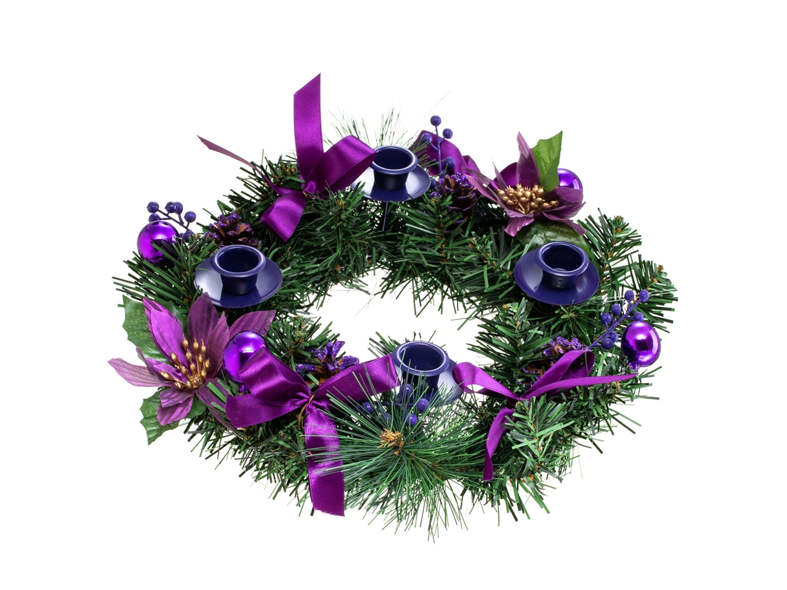 Laxiscreed Guirlanda De Velas Com Flores Artificiais Para Páscoa, Natal Ou Halloween, Cor Roxa