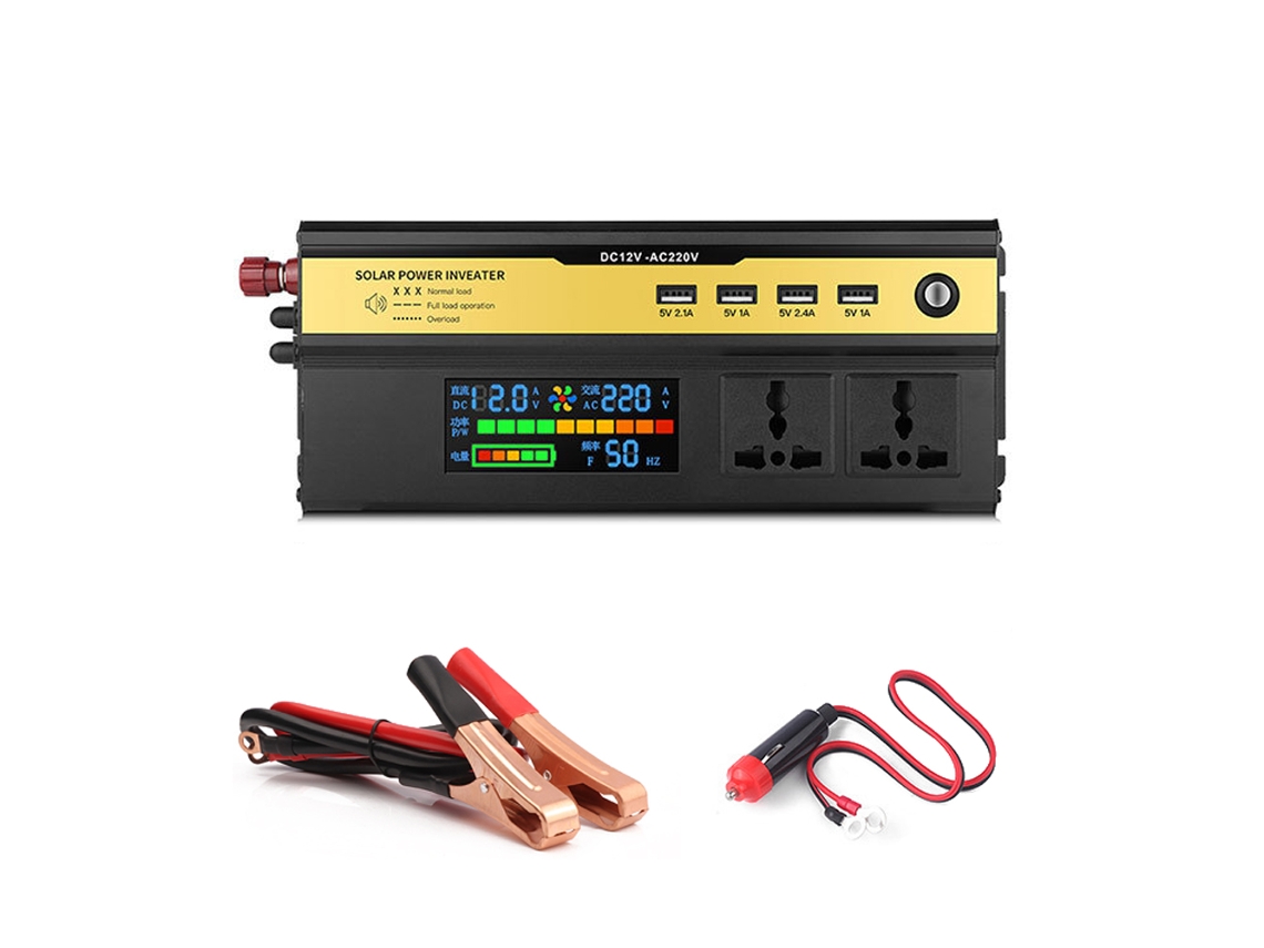 Inversor de Energia 5000w Carro 12v para 220v com Tomadas AC e 4 USB