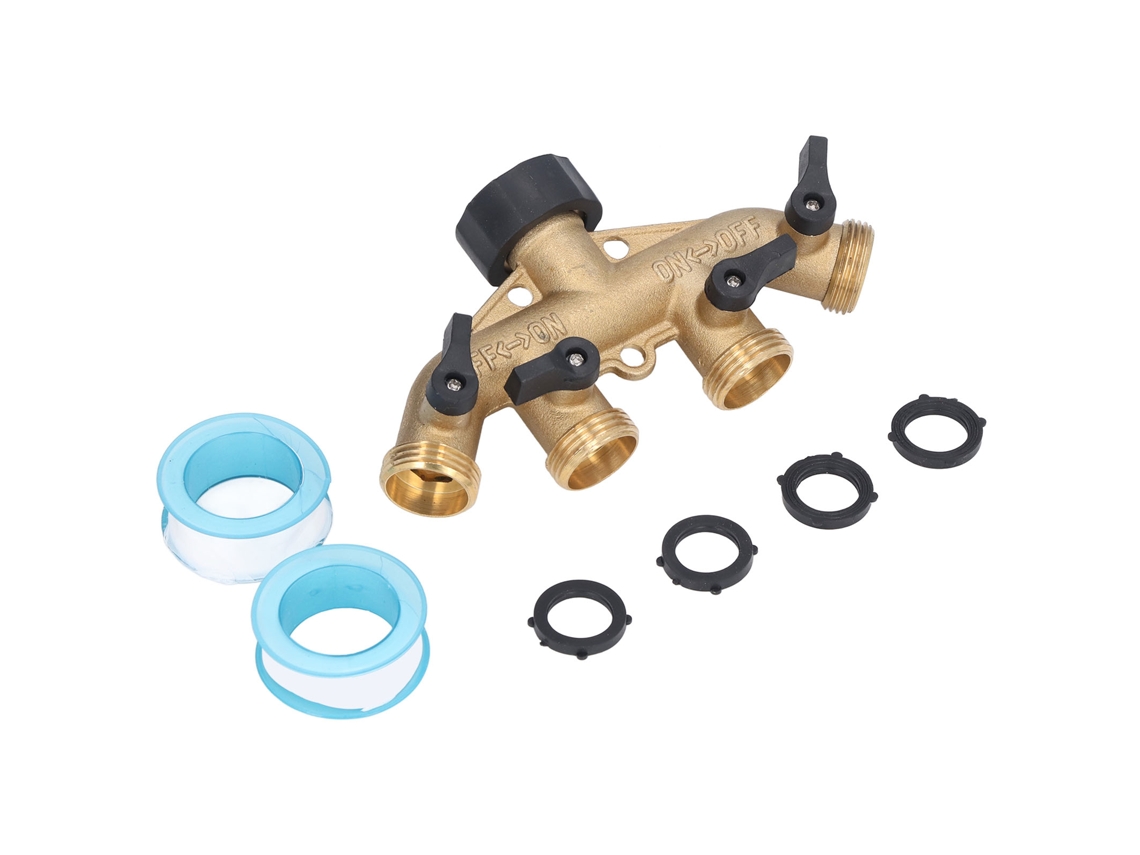 Laxiscreed Conector De Mangueira De Jardim 4 Polegadas Com 4 Torneiras E Alta Resistência