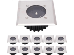 Rebe lâmpada Solar de Solo Led 10 Unidades, Exterior Impermeável Ip65, Luz Fria, para Jardim, Pátio e Entrada