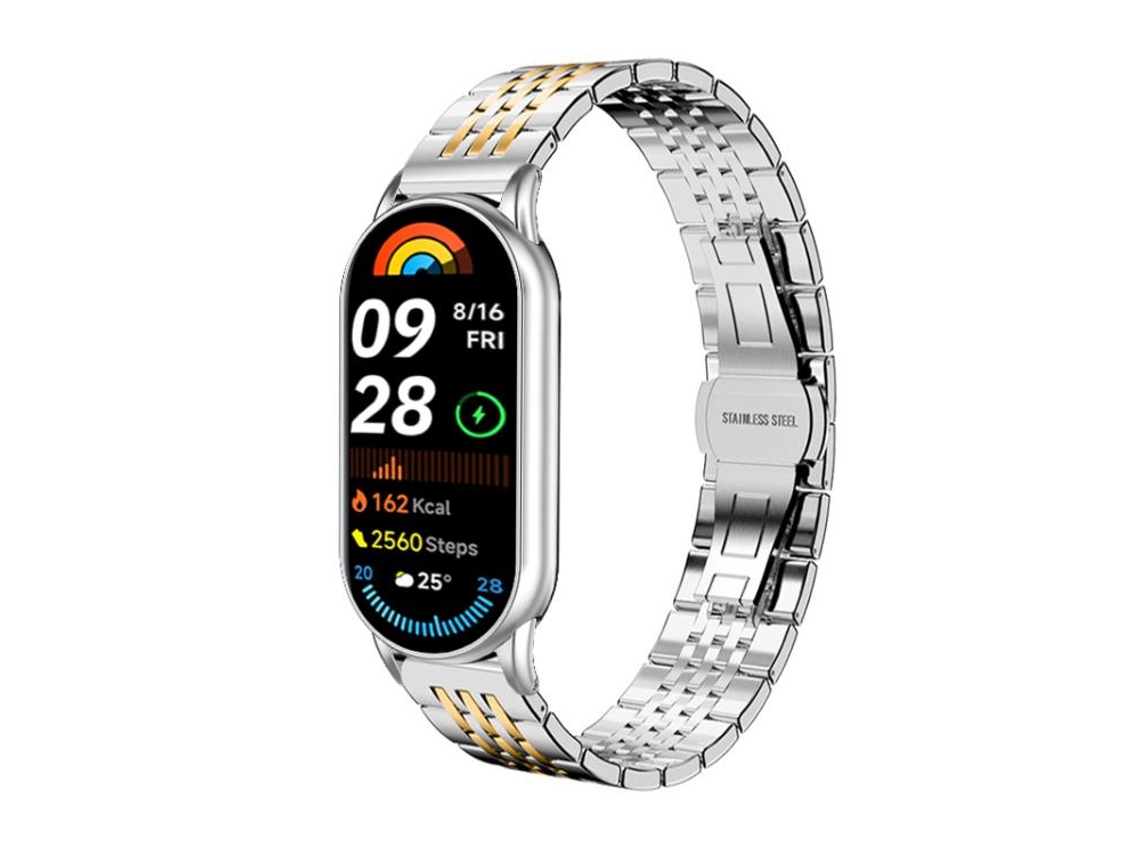 Pulseira Para Xiaomi Smart Band 10/9/8 Nfc - Aço Inoxidável - Sete Esferas (14mm)