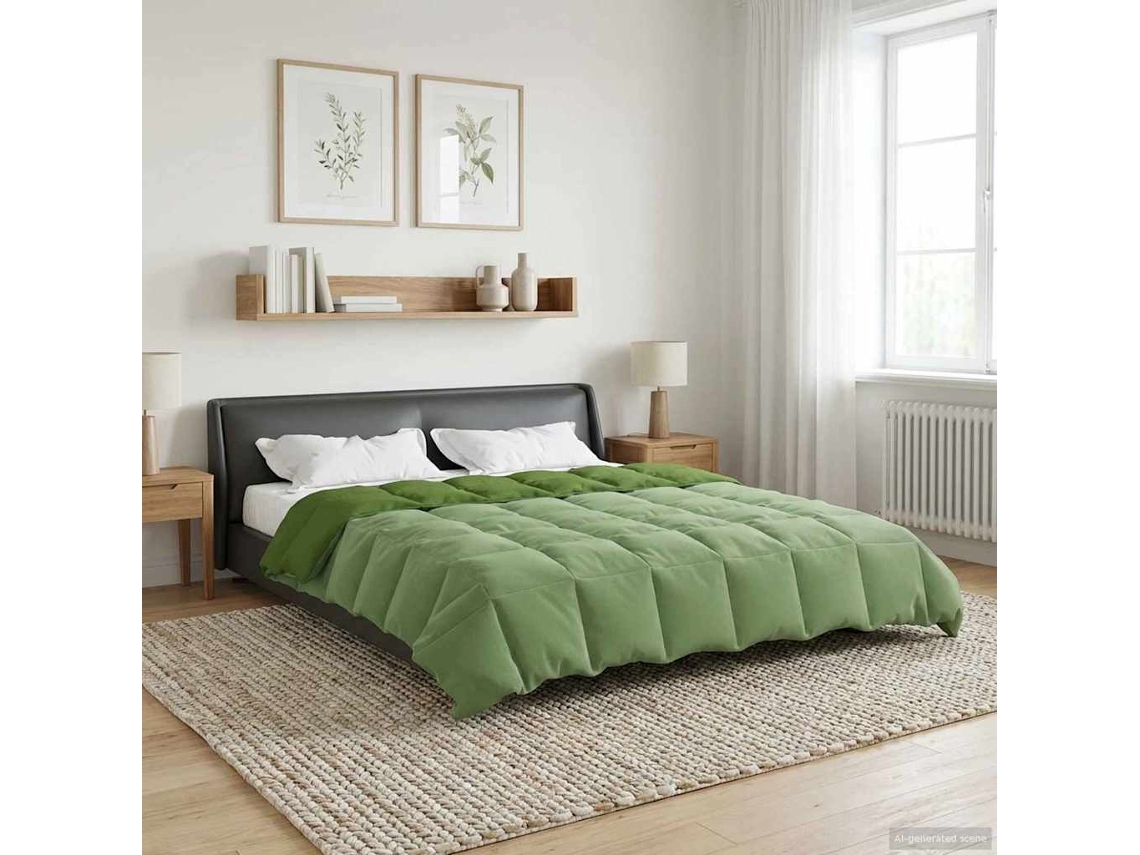 Vidaxl Duvet De Ano Inteiro 240 X 260 Cm 4 Estações Verde Respirável