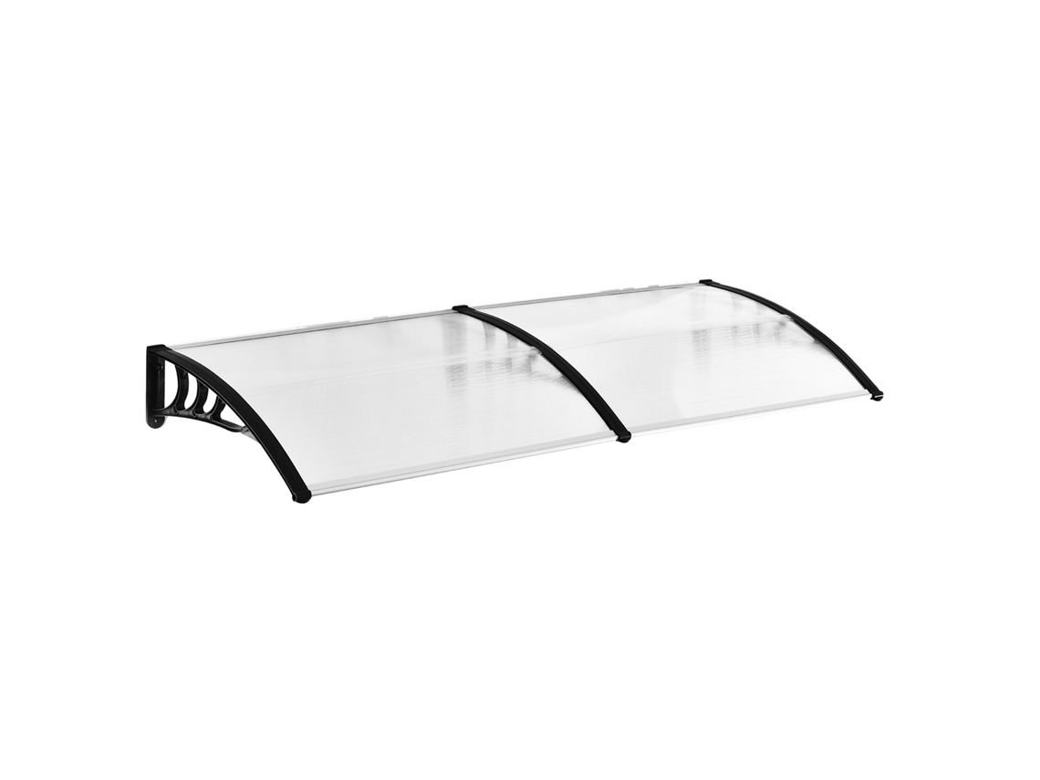 Marquise Para Porta E Janela Policarbonato, Alumínio, Plástico Pp Cor Transparente E Preto 195x75x23cm Outsunny