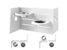 Comedouro para Cães Elevado com 3 Alturas 2 Tigelas 2x1l e Sistema de Alimentação Lenta 63x58,5x40 Cm Branco PONTOCASA