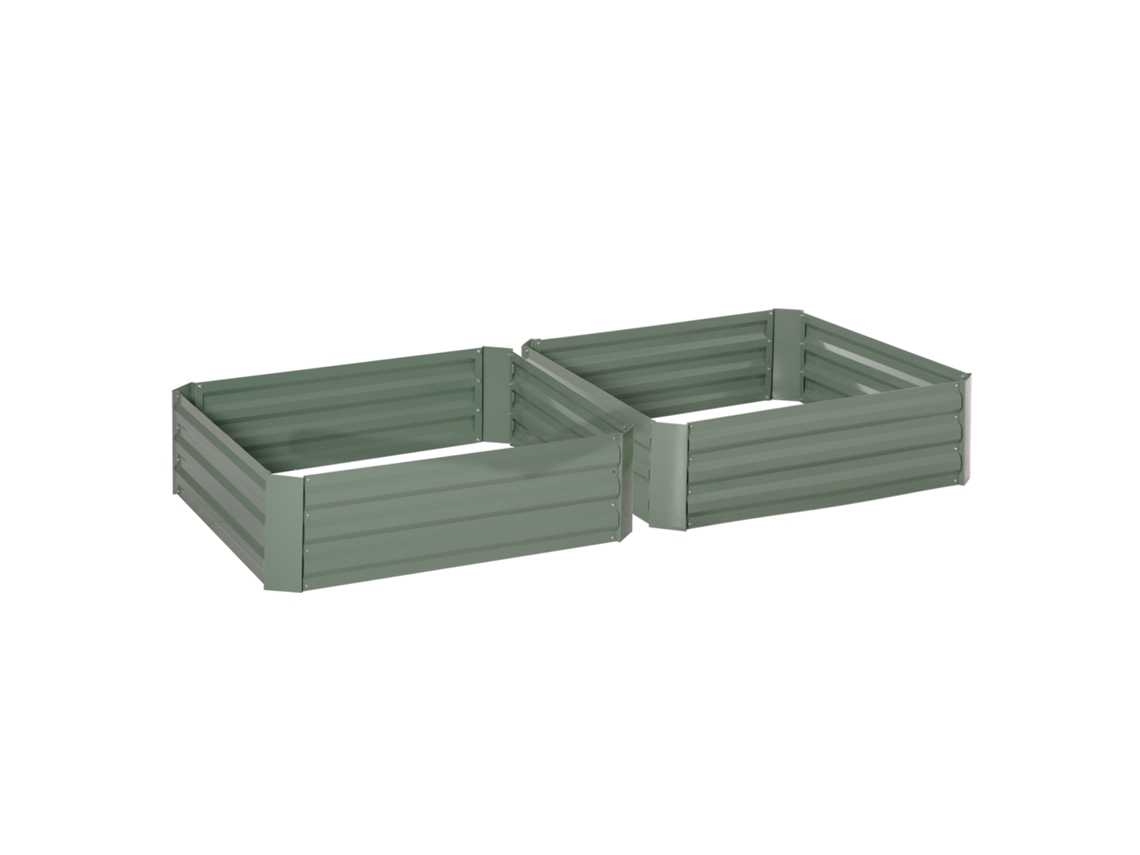 Caixa de Plantio de Jardim 100x100x30cm em Aço Galvanizado Verde para Cultivo de Verduras e Flores ORBITRA COMMERCE