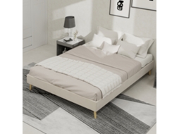 Cama Baixa 140x200 Veludo Bege Arrumação